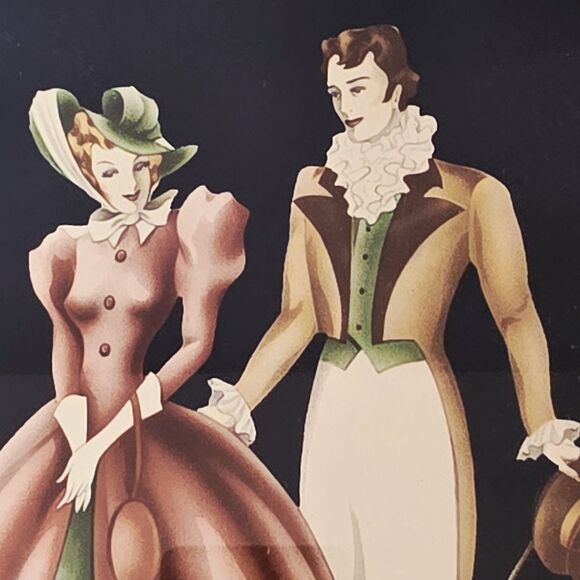 Vintage 1950's Turner Prints Art Southern Couple In Original Frames Set of 2 - Picture 5 of 7